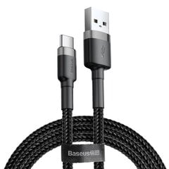 USB кабель Baseus Cafule Type-C 2.0 м, 2A CATKLF-CG1, серый-черный  цена и информация | Кабели для телефонов | pigu.lt