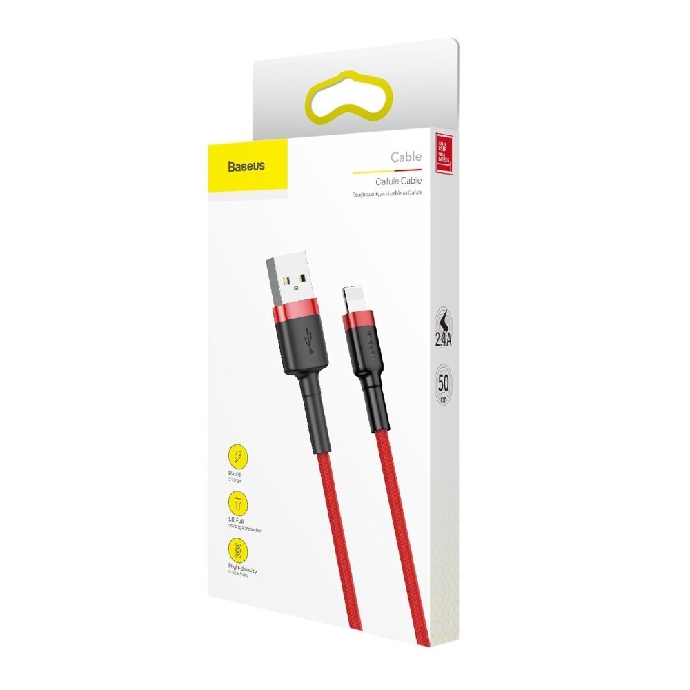 Baseus Durable Nylon Braided Wire, USB - Lightning, 0,5 m цена и информация | Laidai telefonams | pigu.lt