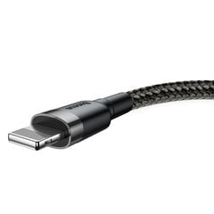 Кабель Baseus USB Durable Nylon Braided Wire USB / Lightning Qc3.0 2.4A, 0,5 м, черный/серый цена и информация | Кабели для телефонов | pigu.lt