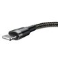 Kabelis Baseus USB Durable Nylon Braided Wire USB / Lightning Qc3.0 2.4A 0,5m, juodas/pilkas kaina ir informacija | Laidai telefonams | pigu.lt