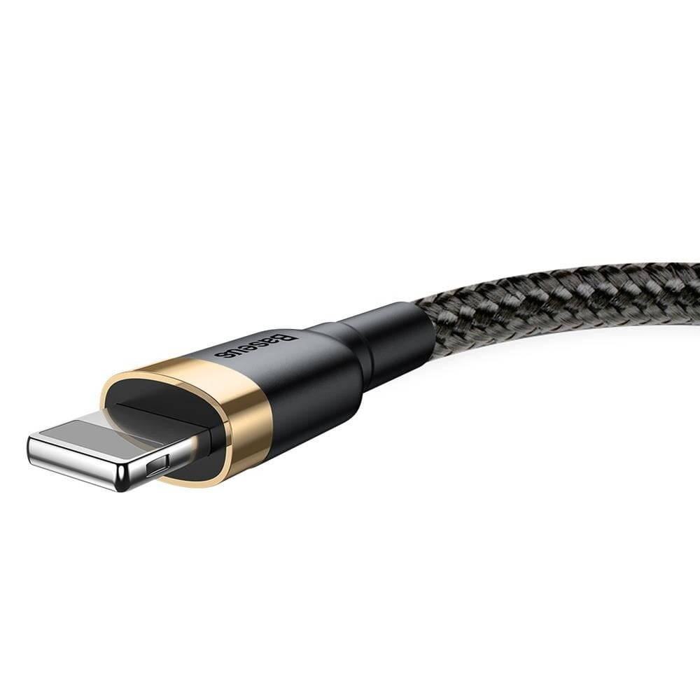 Kabelis Baseus USB Durable Nylon Braided Wire Usb / Lightning Qc3.0 2.4A 1m, juodas/auksinis CALKLF-BV1 цена и информация | Laidai telefonams | pigu.lt