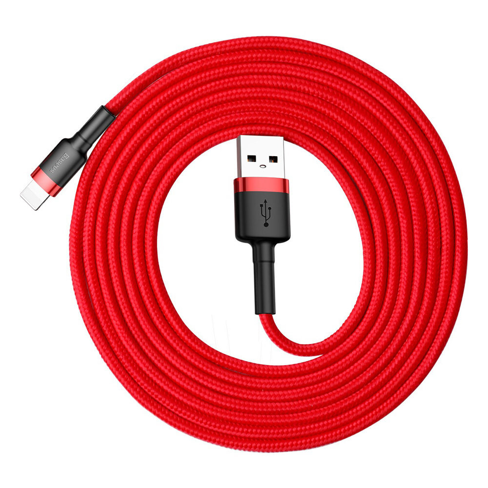Kabelis Baseus USB Durable Nylon Braided Wire Usb / Lightning Qc3.0 1.5A 2m, raudonas CALKLF-C09 kaina ir informacija | Laidai telefonams | pigu.lt