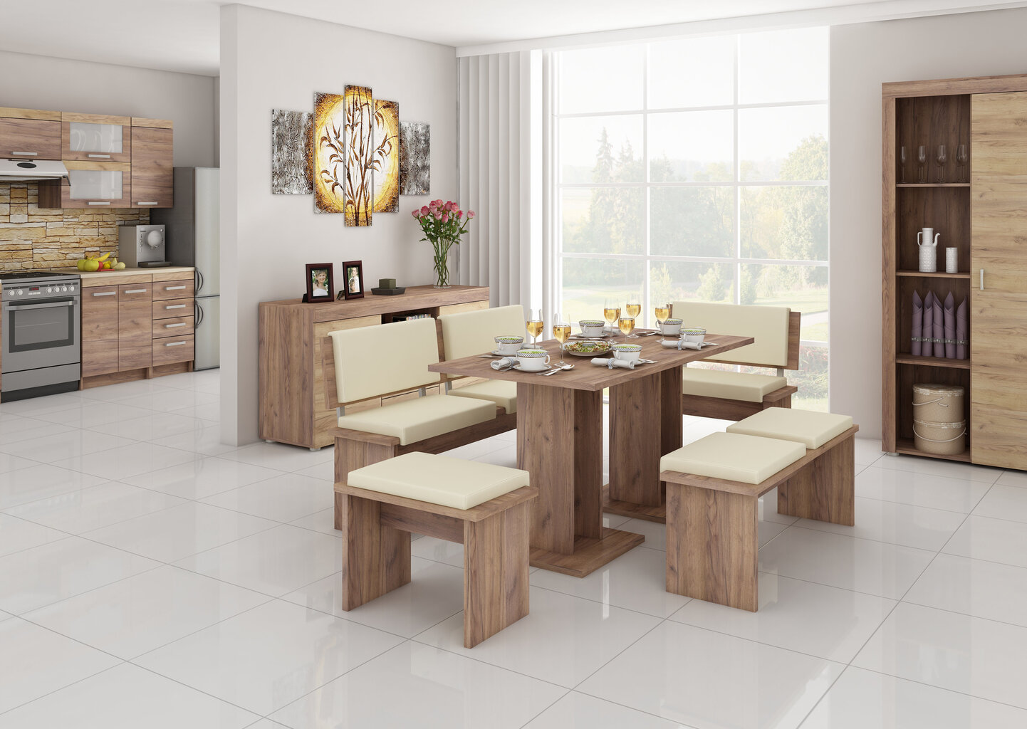 Stalas Bond 03, rudas kaina ir informacija | Virtuvės ir valgomojo stalai, staliukai | pigu.lt