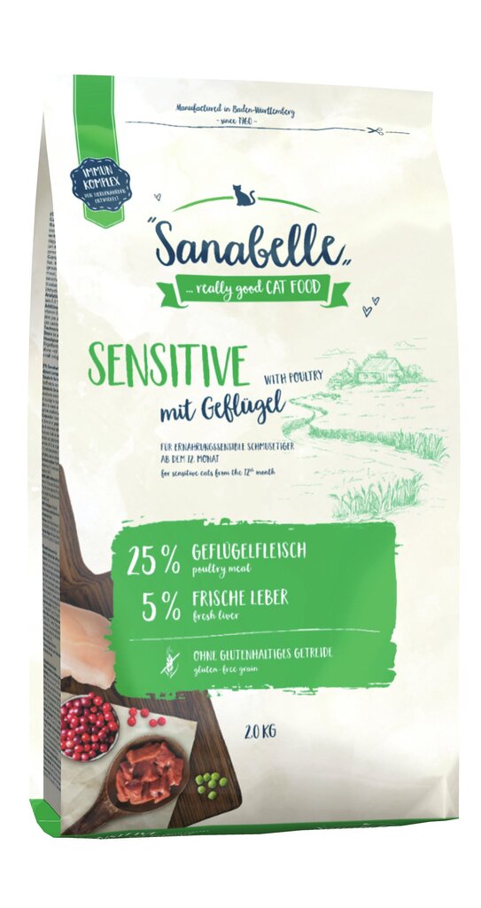 Sanabelle naminėms katėms Sensitive Poultry, 2 kg kaina ir informacija | Sausas maistas katėms | pigu.lt