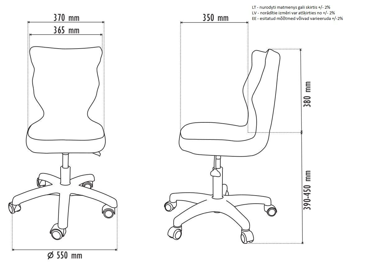 Ergonomiška vaikiška kėdė Petit AA4, rožinė/spalvota kaina ir informacija | Biuro kėdės | pigu.lt