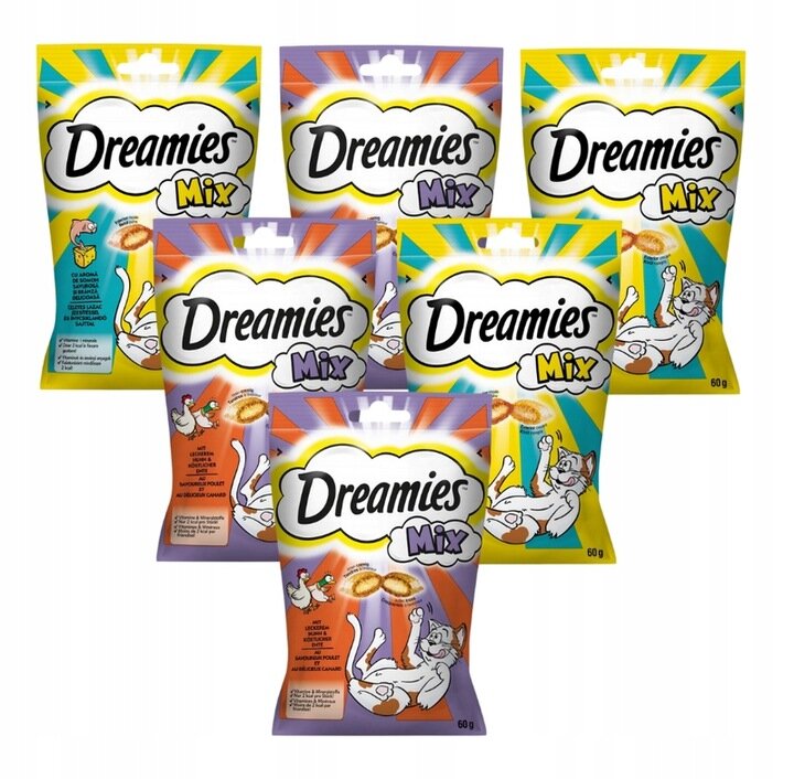 Dreamies Mix katėms su lašiša ir sūriu, 6x60 g kaina ir informacija | Skanėstai katėms | pigu.lt