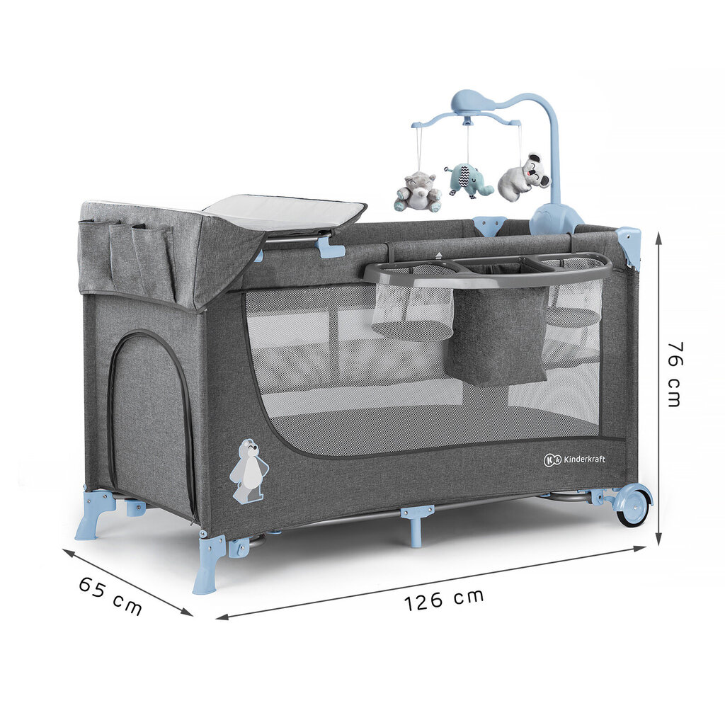 Kelioninė lovytė - maniežas KinderKraft Joy, Blue kaina ir informacija | Maniežai vaikams | pigu.lt