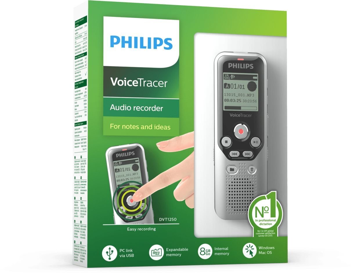 Philips DVT1250 kaina ir informacija | Diktofonai | pigu.lt