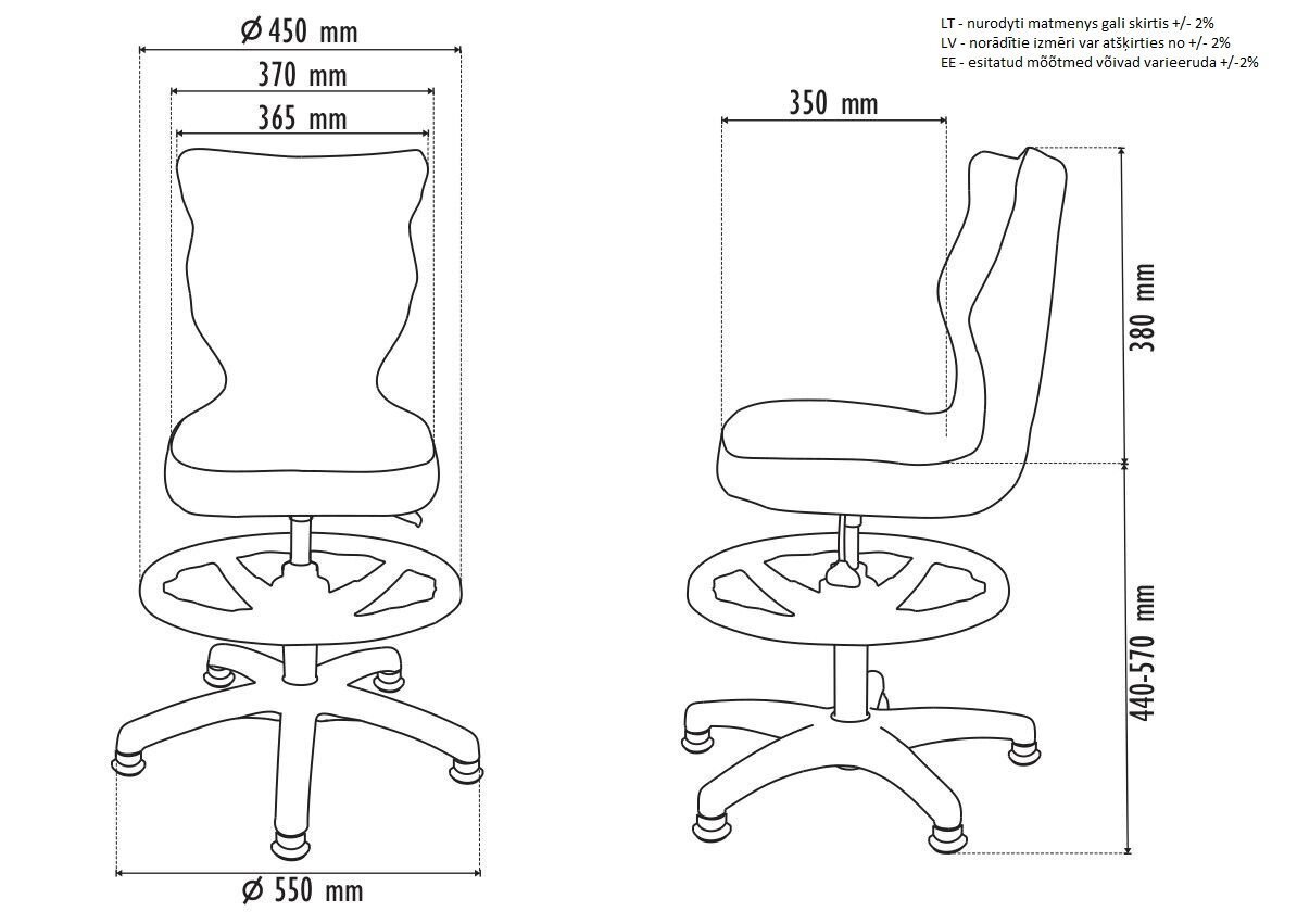 Ergonomiška vaikiška kėdė Petit AB4, violetinė/spalvota kaina ir informacija | Biuro kėdės | pigu.lt