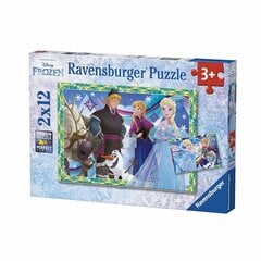 Dėlionė Ravensburger Frozen (Ledo šalis), 7621, 2 x 12 d. kaina ir informacija | Dėlionės (puzzle) | pigu.lt
