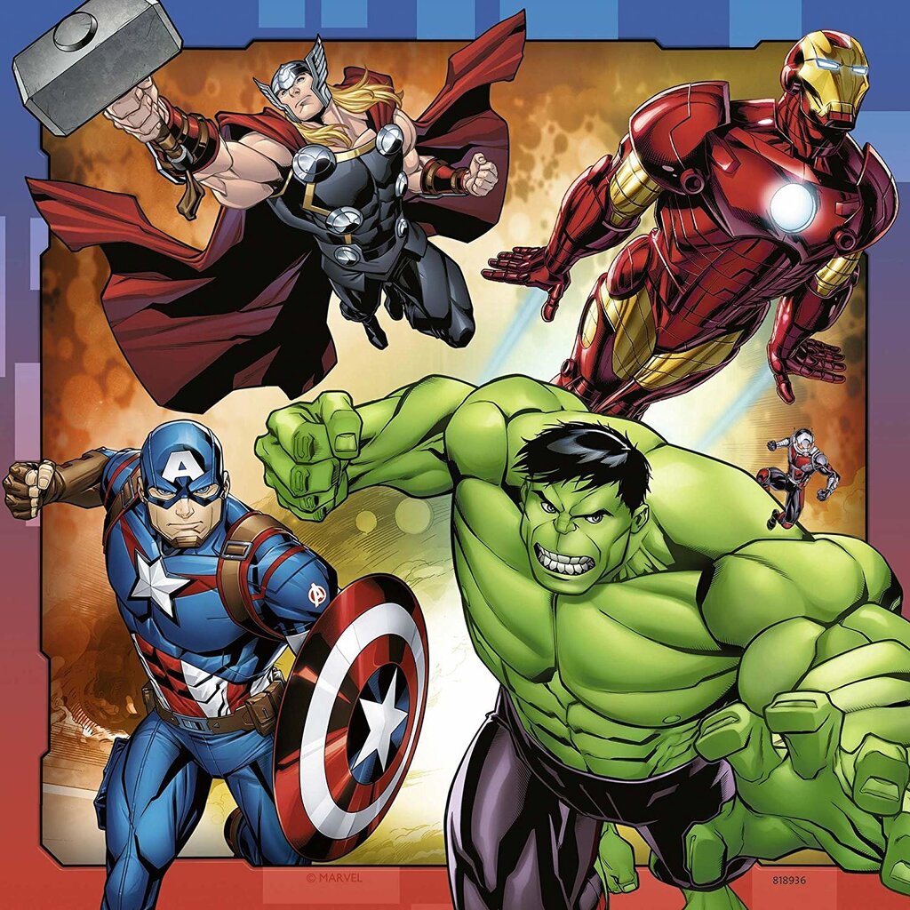 Dėlionių rinkinys Ravensburger Marvel Avengers (Keršytojai), 08040, 3 x 49 d. kaina ir informacija | Dėlionės (puzzle) | pigu.lt