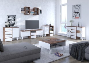 Столик RTV Nordis 3D, коричневый/белый цена и информация | Тумбы под телевизор | pigu.lt