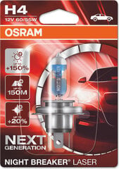 Automobilinė лампочка Osram Night Breaker Laser (Next Generation) H4, 1 шт. цена и информация | Автомобильные лампочки | pigu.lt
