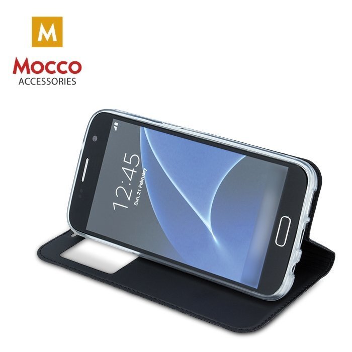 Mocco Smart Look Magnet Book Case With Window For Apple iPhone XS / X Black kaina ir informacija | Telefono dėklai | pigu.lt