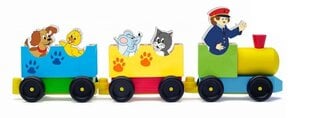 Woody 90658 Деревянный комплект паровозик с животными (8шт.) для детей от 2 лет + (37x12cм) цена и информация | Развивающие игрушки | pigu.lt