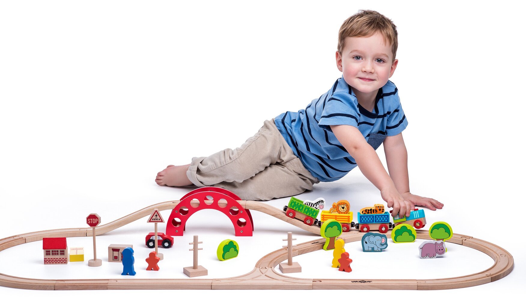 Medinis traukinukas su trasa "Zoo", Woody цена и информация | Žaislai berniukams | pigu.lt