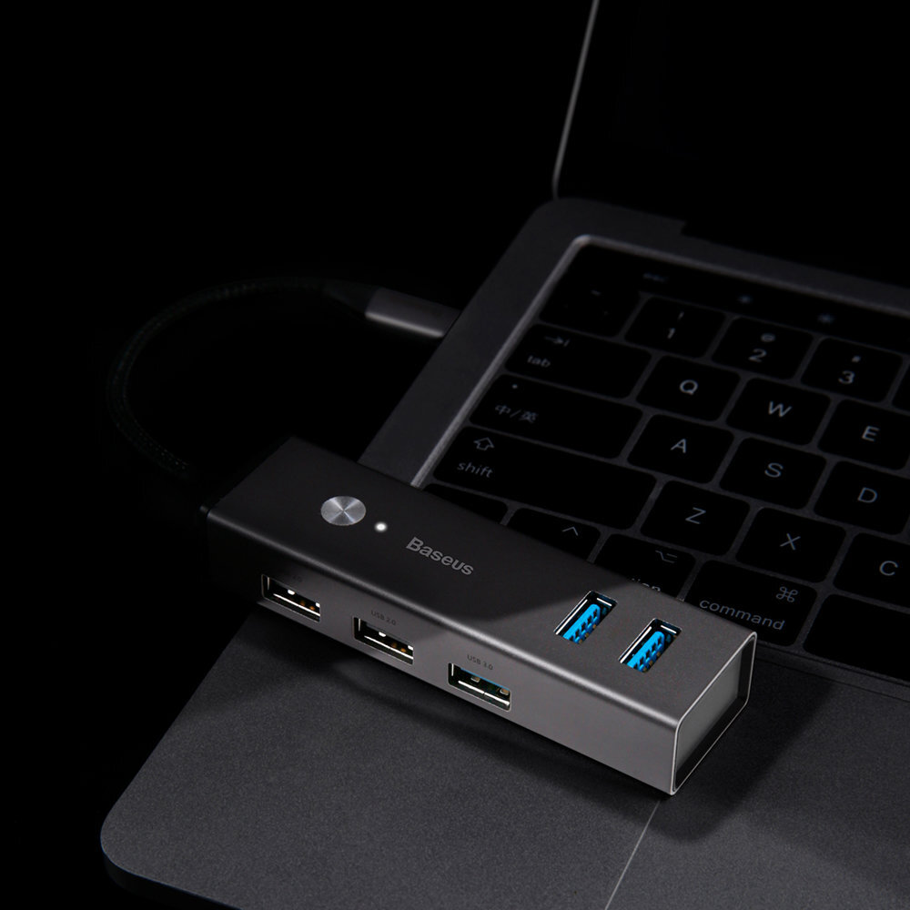 USB HUB adapteris Baseus 3x USB 3.0 + 2x USB 2.0 цена и информация | Laidai telefonams | pigu.lt