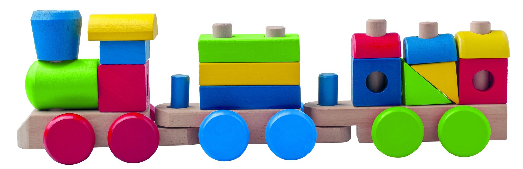 Medinis kaladėlių traukinukas, Woody kaina ir informacija | Žaislai kūdikiams | pigu.lt
