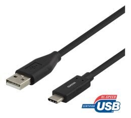 Deltaco USBC-1004M, USB-C/USB-A, 1 m kaina ir informacija | Kabeliai ir laidai | pigu.lt