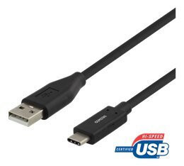 Deltaco USBC-1006M, USB-C/USB-A, 2 m kaina ir informacija | Kabeliai ir laidai | pigu.lt