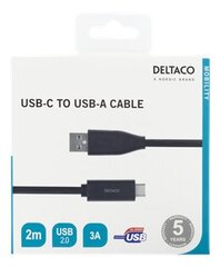 Deltaco USBC-1006M, USB-C/USB-A, 2 м цена и информация | Кабели и провода | pigu.lt