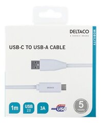 Deltaco USBC-1009M, USB-C/USB-A, 1 m kaina ir informacija | Kabeliai ir laidai | pigu.lt