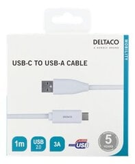 Deltaco USBC-1009M, USB-C/USB-A, 1 м цена и информация | Кабели и провода | pigu.lt