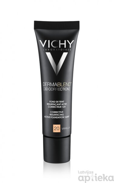 Maskuojantis makiažo pagrindas Vichy Dermablend 3D SPF 25, 20 Vanilla, 30 ml kaina ir informacija | Makiažo pagrindai, pudros | pigu.lt