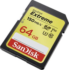 Карта памяти SanDisk Extreme SDXC 64 ГБ 150/60 МБ/с V30 UHS-I U3 (SDSDXV6-064G-GNCIN) цена и информация | Карты памяти для фотоаппаратов, камер | pigu.lt