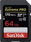 SanDisk Extreme Pro SDXC UHS-I 64 GB цена и информация | Atminties kortelės fotoaparatams, kameroms | pigu.lt