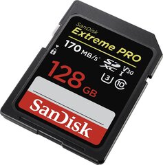 Карта памяти SanDisk Extreme Pro SDXC 128 ГБ 170/90 МБ/с V30 U3 4K (SDSDXXY-128G-GN4IN) цена и информация | Карты памяти для фотоаппаратов, камер | pigu.lt