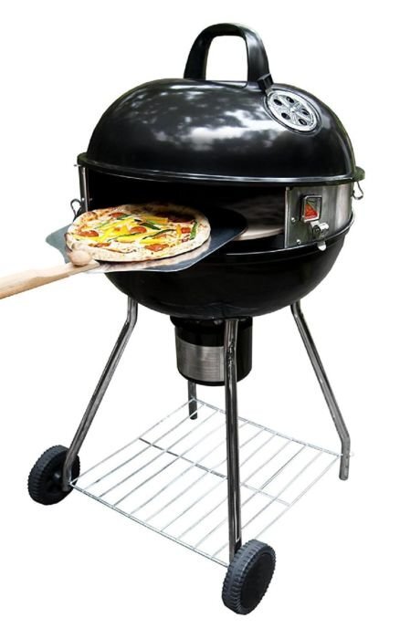 Kepsninė su akmeniu picai BBQ, 44 cm, juoda kaina ir informacija | Kepsninės, griliai | pigu.lt