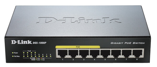 Switch D-Link 8x10 / 100 / 1000Mbps RJ45, 4xPoE, 52W kaina ir informacija | Komutatoriai (Switch) | pigu.lt