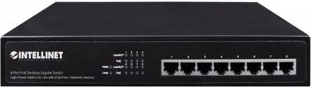 Keitklis Intellinet Gigabit switch 8X 10/100/1000 RJ45 PoE+ 140W 19" rack kaina ir informacija | Komutatoriai (Switch) | pigu.lt