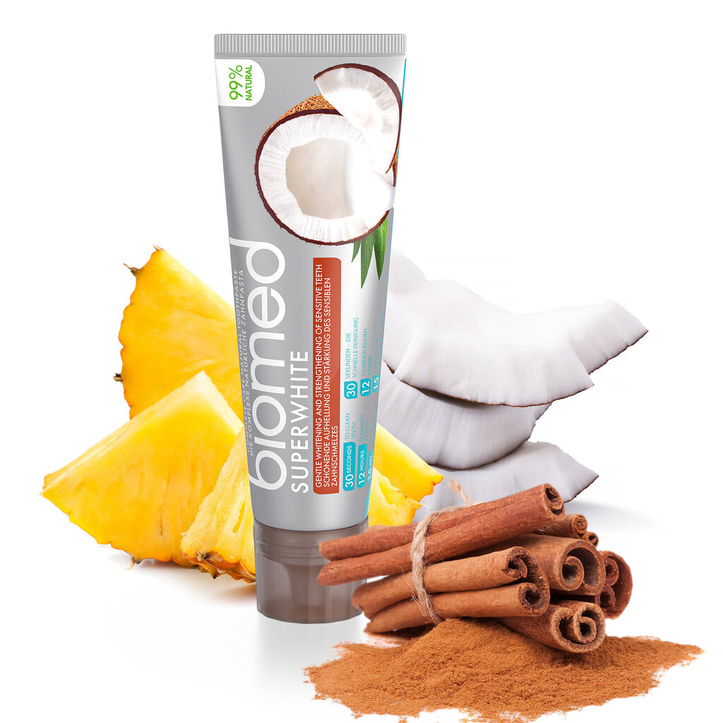 Balinamoji dantų pasta Biomed Superwhite Coconut 100 g kaina ir informacija | Dantų šepetėliai, pastos | pigu.lt