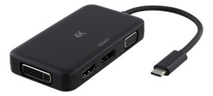 Deltaco USBC-MULTI, USB-C, HDMI, DisplayPort, DVI, VGA kaina ir informacija | Kabeliai ir laidai | pigu.lt