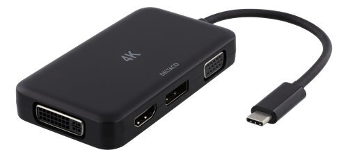 Deltaco USBC-MULTI, USB-C/HDMI/DVI/VGA kaina ir informacija | Kabeliai ir laidai | pigu.lt