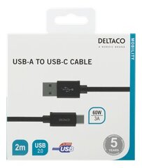 Deltaco USBC-1134M, USB A, USB C, 2 м цена и информация | Кабели для телефонов | pigu.lt