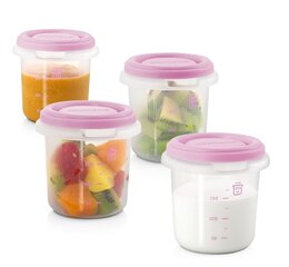 Набор герметичной посуды Miniland 4 шт. х 250 мл, розовый цена и информация | Детская посуда, контейнеры для молока и еды | pigu.lt
