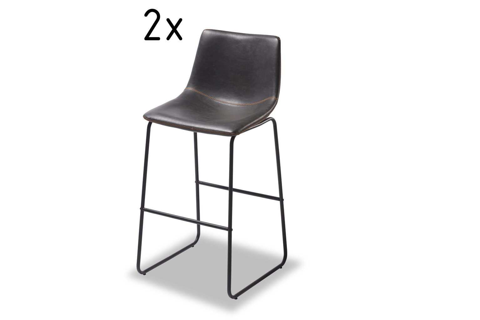 2-jų baro kėdžių komplektas FurnHouse Indiana, juodas цена и информация | Virtuvės ir valgomojo kėdės | pigu.lt