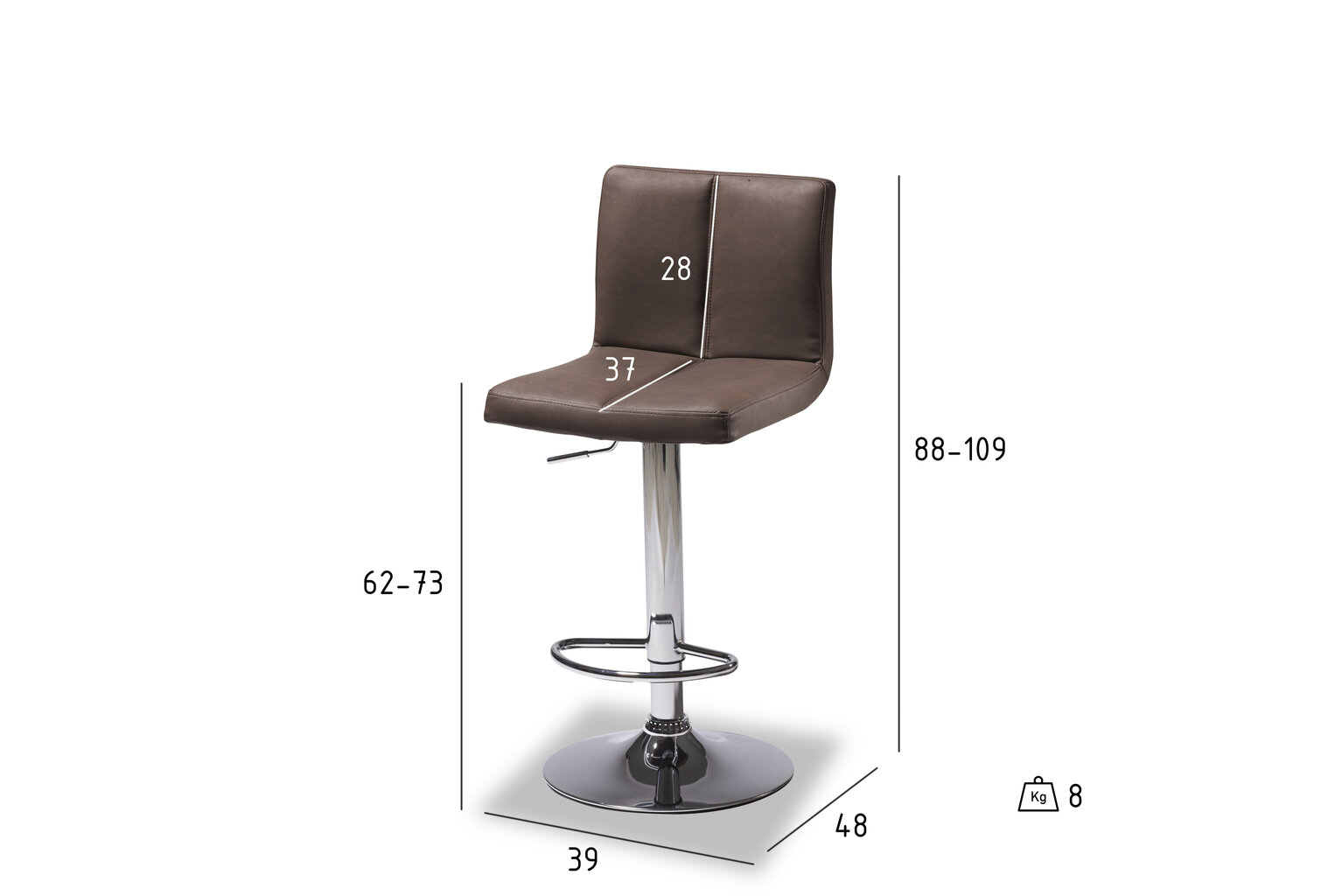 2-jų baro kėdžių komplektas FurnHouse Coco, tamsiai rudas kaina ir informacija | Virtuvės ir valgomojo kėdės | pigu.lt