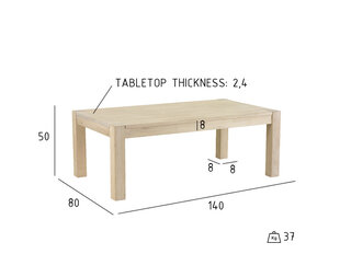 Staliukas FurnHouse Texas, 80x140 cm, ąžuolo spalvos цена и информация | Журнальные столики | pigu.lt