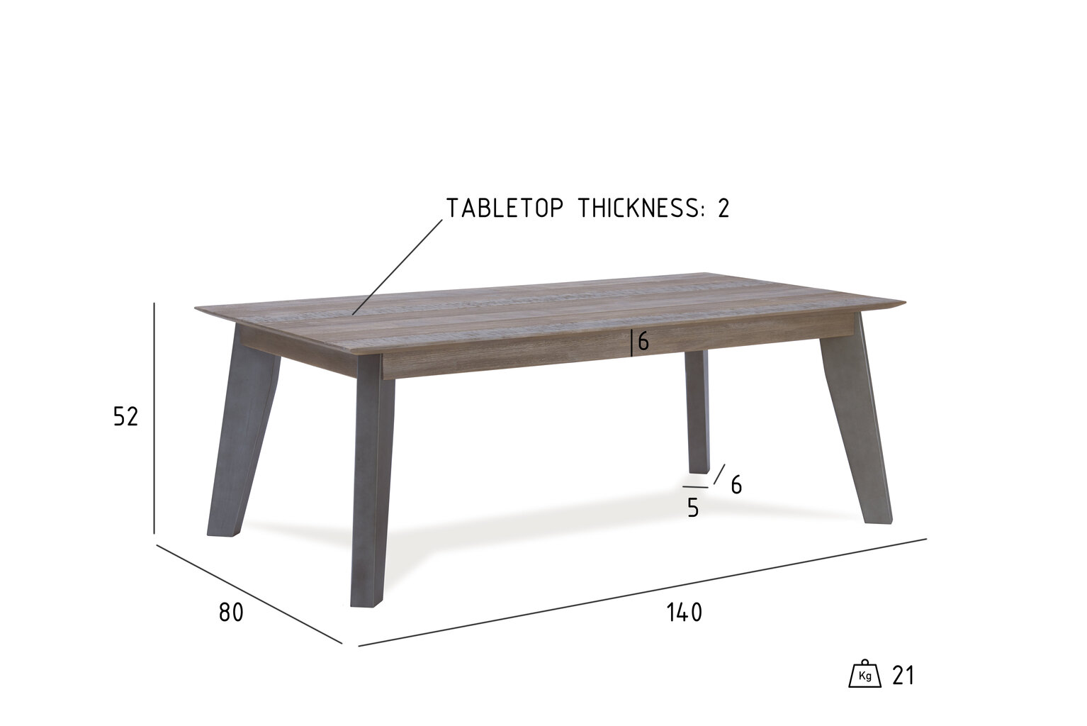 Staliukas FurnHouse Malaga, 80x140 cm, rudas kaina ir informacija | Kavos staliukai | pigu.lt