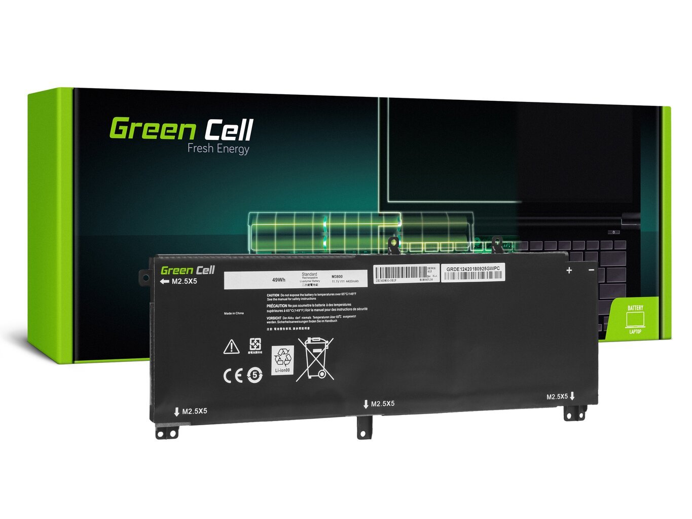 Green Cell Laptop Battery 245RR T0TRM TOTRM do Dell XPS 15 9530, Dell Precision M3800 kaina ir informacija | Akumuliatoriai nešiojamiems kompiuteriams | pigu.lt