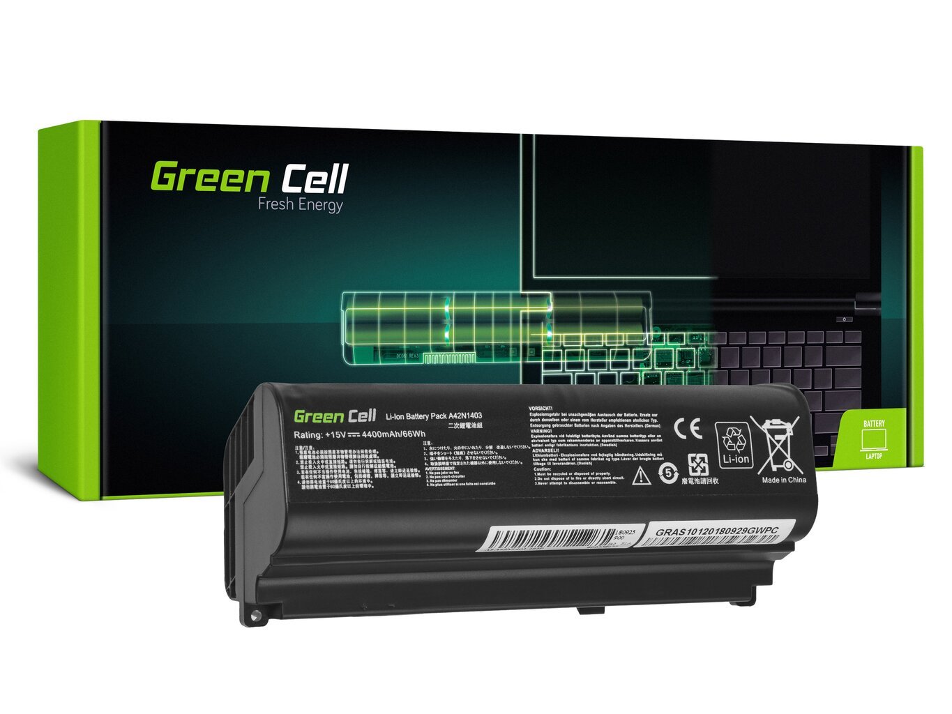 Green Cell Laptop Battery A42N1403 for Asus ROG G751 G751J G751JL G751JM G751JT G751JY цена и информация | Akumuliatoriai nešiojamiems kompiuteriams | pigu.lt