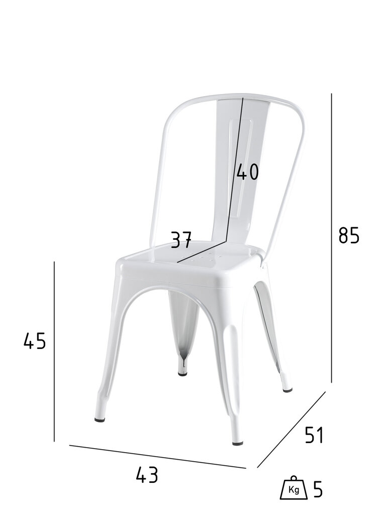 4-ių kėdžių komplektas FurnHouse Korona, baltas kaina ir informacija | Virtuvės ir valgomojo kėdės | pigu.lt