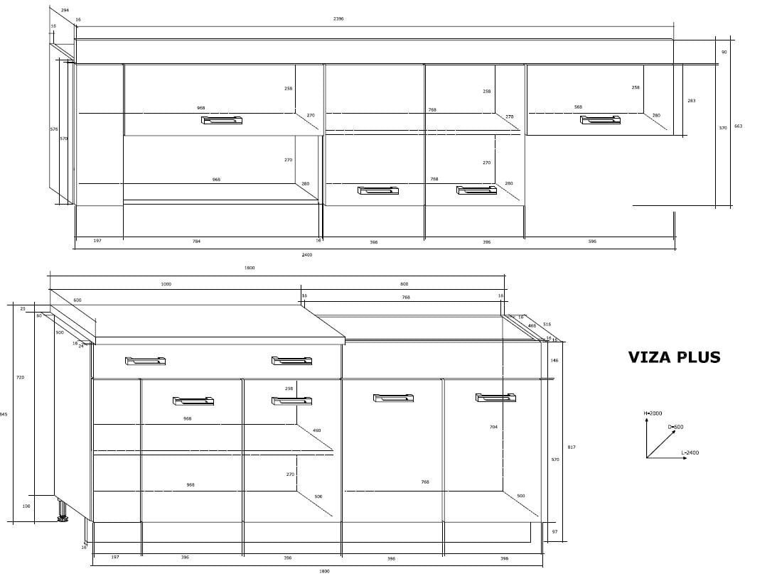 Virtuvinių spintelių komplektas Viza Plus, šviesiai rudas/baltas цена и информация | Virtuvės baldų komplektai | pigu.lt