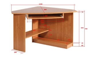 Rašomasis kampinis stalas Caren P, rudas kaina ir informacija | Kompiuteriniai, rašomieji stalai | pigu.lt