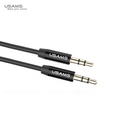 Usams YP-01 Премиум качества Аудио Кабель Aux гнезда 3.5mm папа на 3.5mm папа 1м Черный цена и информация | Кабели и провода | pigu.lt