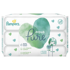 Салфетки PAMPERS Aqua Pure, 3х48 шт. цена и информация |  Одноразовые пеленки и влажные салфетки | pigu.lt